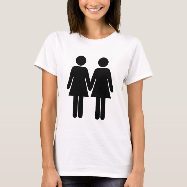 T-shirt Gay couple (women) hand in hand (Frente)