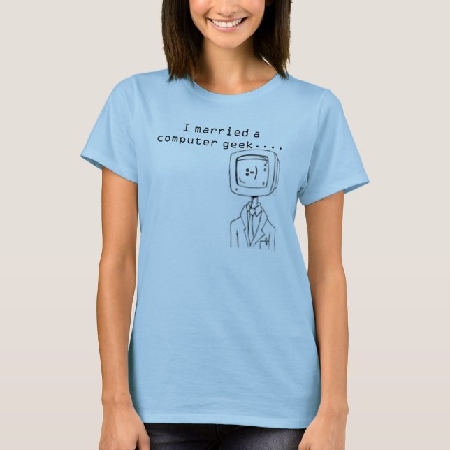 T-shirt Geek casado do computador (Frente)