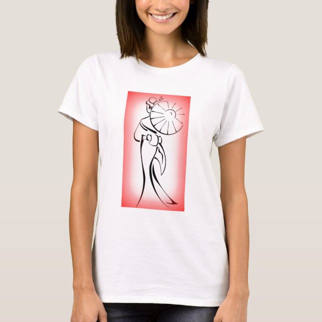 T-shirt Geisha Silhouette Red Edge (Frente)