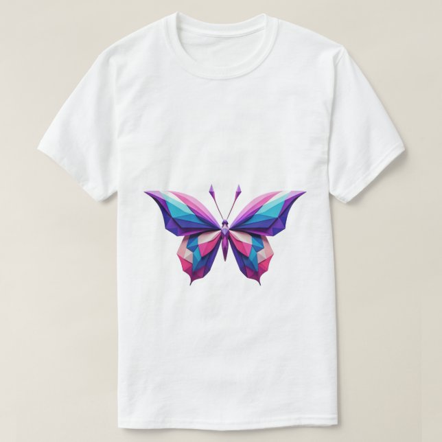 T-shirt geométrica da borboleta (Frente do Design)