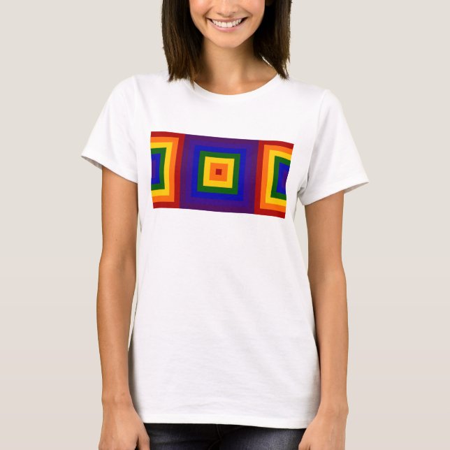 T-shirt Geométrica Rainbow Squares (Frente)