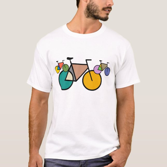 T-shirt geométrico da arte da bicicleta (Frente)