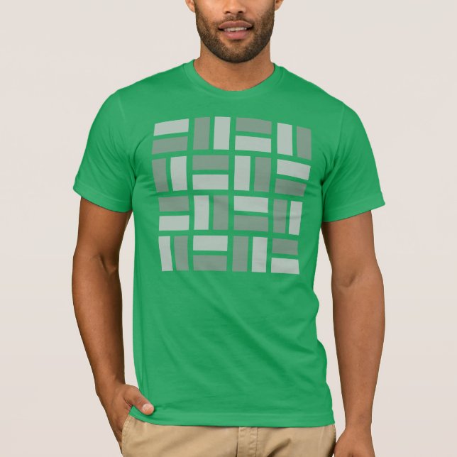 T-shirt geométrico de Basketweave no verde e nas (Frente)