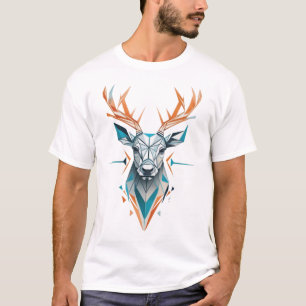 T-Shirt Geométrico Deer   Vida Selvagem Moderna