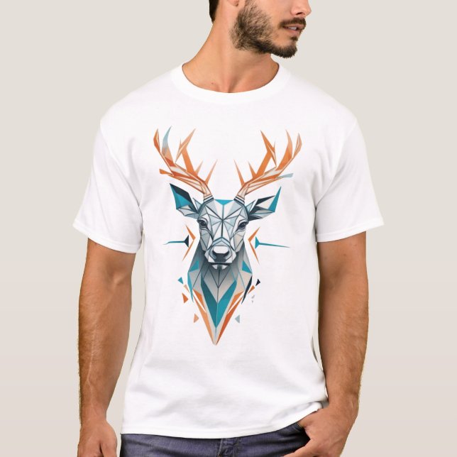 T-Shirt Geométrico Deer | Vida Selvagem Moderna (Frente)