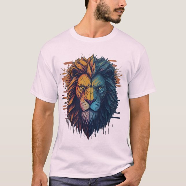 T-Shirt Geométrico Lion Glitch (Frente)