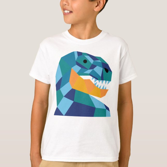 T-shirt geométrico para miúdos - T-Rex do (Frente)