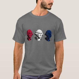 T-shirt George Washington vermelho, branco, e azul