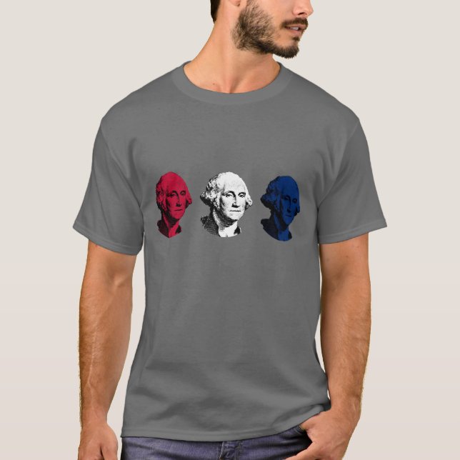 T-shirt George Washington vermelho, branco, e azul (Frente)