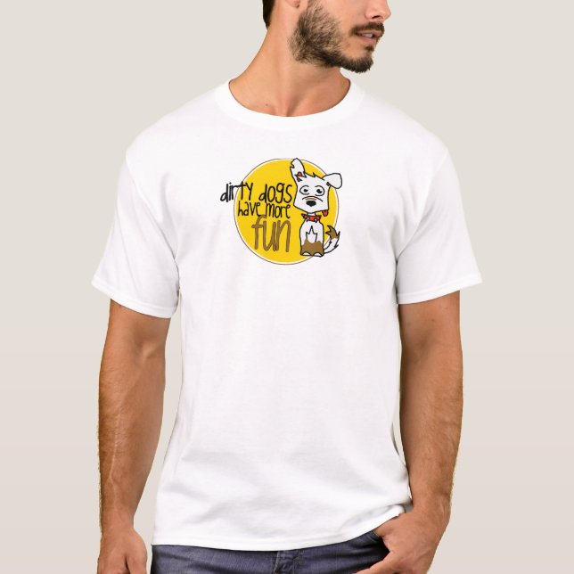 T-shirt German shepherd branco - logotipo amarelo (Frente)