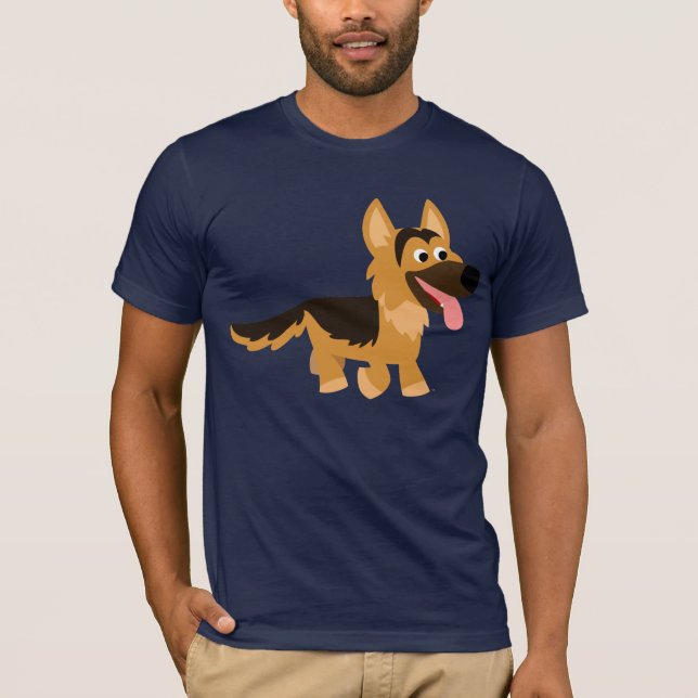 T-Shirt German shepherd Cachorro de Cartoon Bonito (Frente)