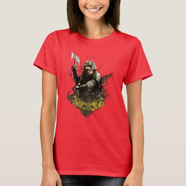 T-shirt GIMLI™ Com Colagem De Vetor Ax (Frente)