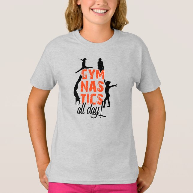 T-shirt Ginástica O dia todo em laranja! (Frente)