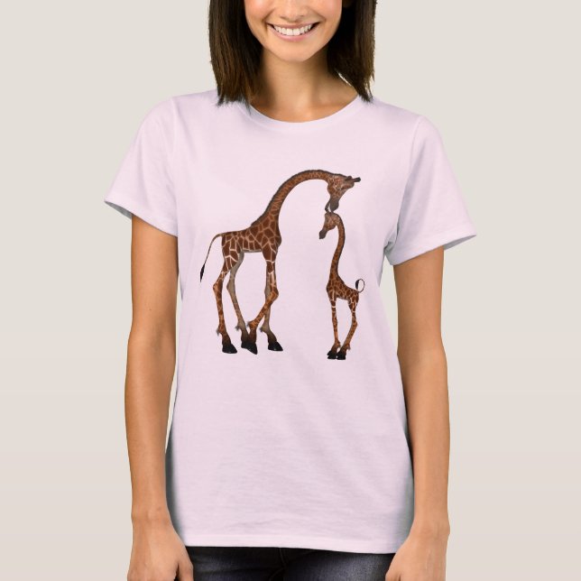 T-shirt Girafa bonito da mamã & do bebê (Frente)