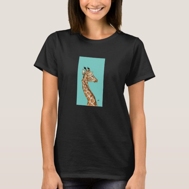 T-shirt Girafa com fundo da cerceta (Frente)