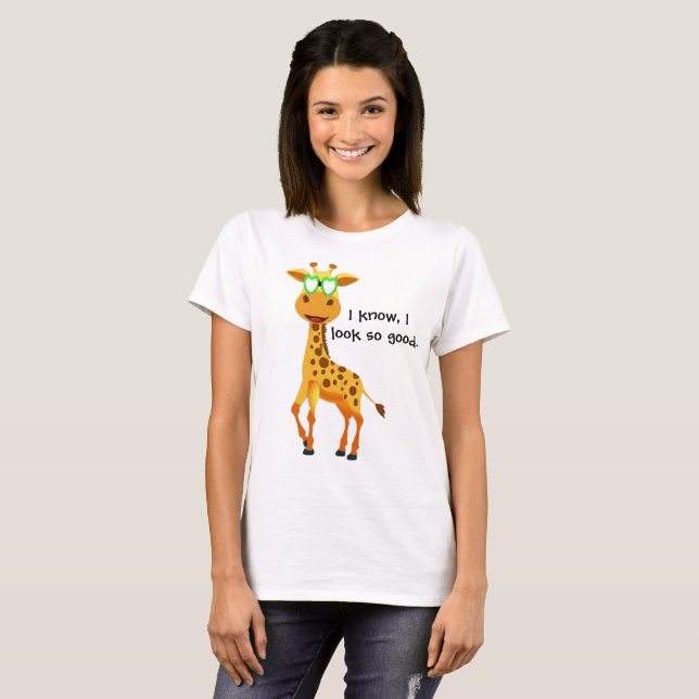 T-shirt girafa no estilo com vidros para ela (Frente Completa)
