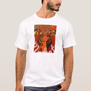 T-shirt Giraffe with two ponytails art