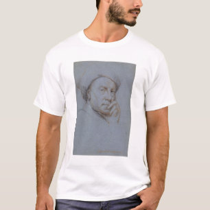 T-shirt Giz branco do retrato de auto (preto, vermelho e