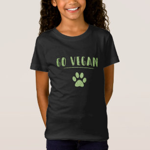 T-shirt Go Vegan Animal Paw Faux Green Glitter Typografia