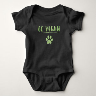 T-shirt Go Vegan Animal Paw Faux Green Glitter Typografia