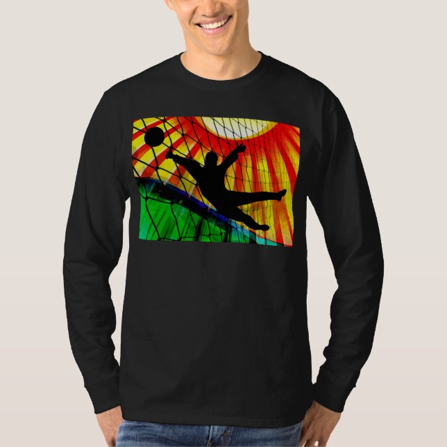 T-shirt Goalie do futebol do Sunburst e da rede (Frente)