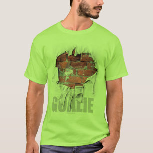 T-shirt Goalie rasgado da parede de tijolo (hóquei)