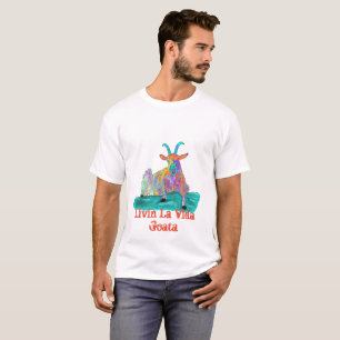 T-shirt Goat Livin La Vida Goata Engraçado Dizendo