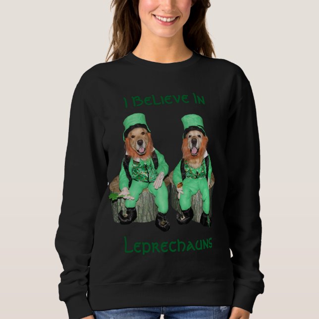 T-shirt Golden retriever que eu acredito nos Leprechauns (Frente)