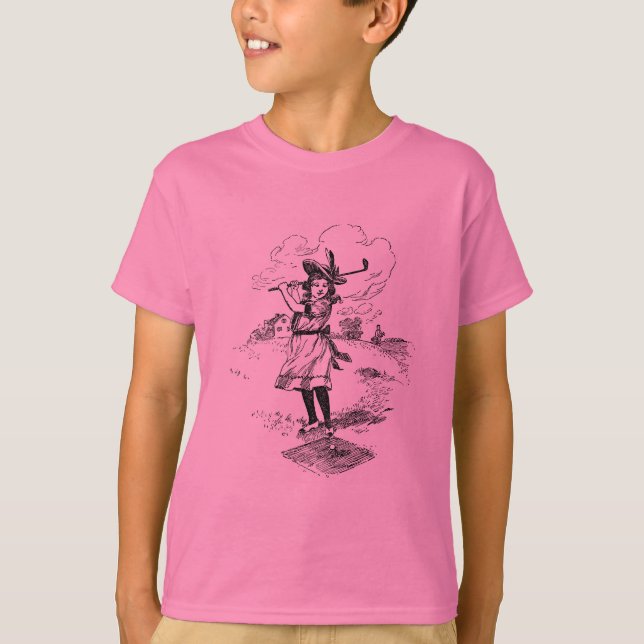 T-shirt Golf Girl Golfing Vintage Art (Frente)