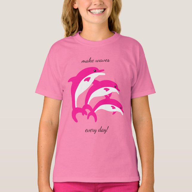 T-shirt Golfinhos Rosa Dançantes (Frente)