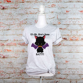 T-shirt Gone Bateen Black Kitten com Bat Wings