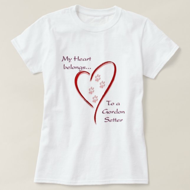 T-shirt Gordon Setter Heart Pertence (Frente do Design)