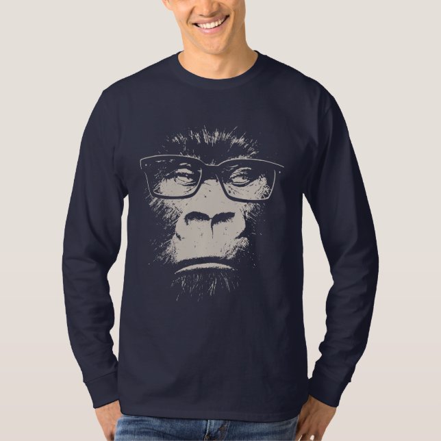 T-shirt Gorila hipster Com Óculos (Frente)