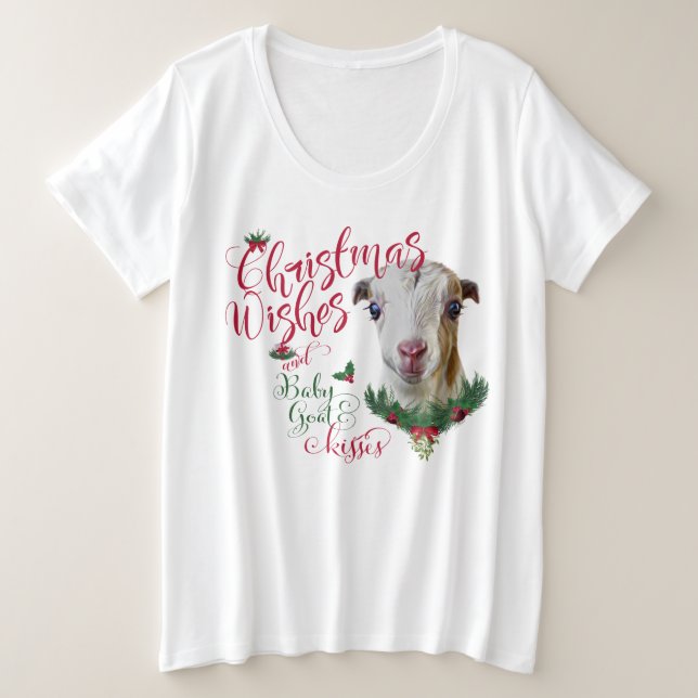 T-shirt GOTA | O Natal Deseja O Bebê Goat Kisses LaMancha (Frente do Design)