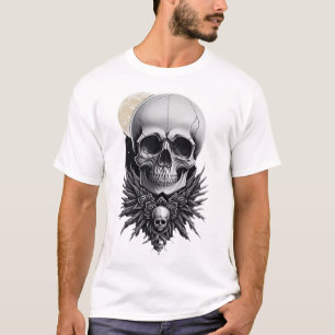 T-shirt gótica do crânio