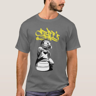 T-shirt Graf artista com texto amarelo