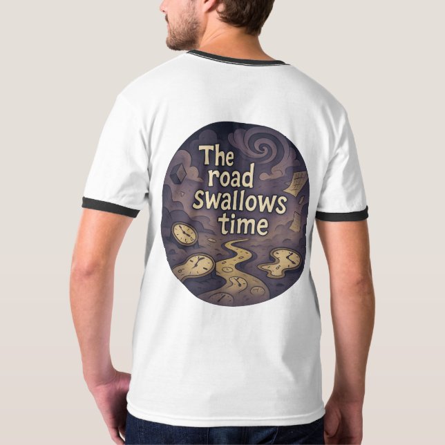 T-Shirt Gráfico De Vórtex De Tempo Surreal (Verso)