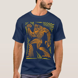 T-shirt Gráfico do Woodcut de Bigfoot - T adulto