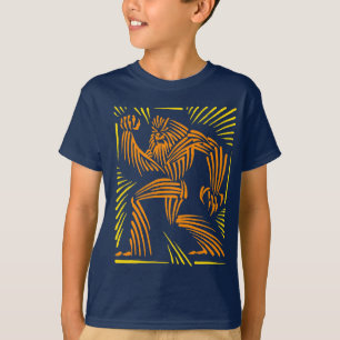 T-shirt Gráfico do Woodcut de Bigfoot - T do miúdo