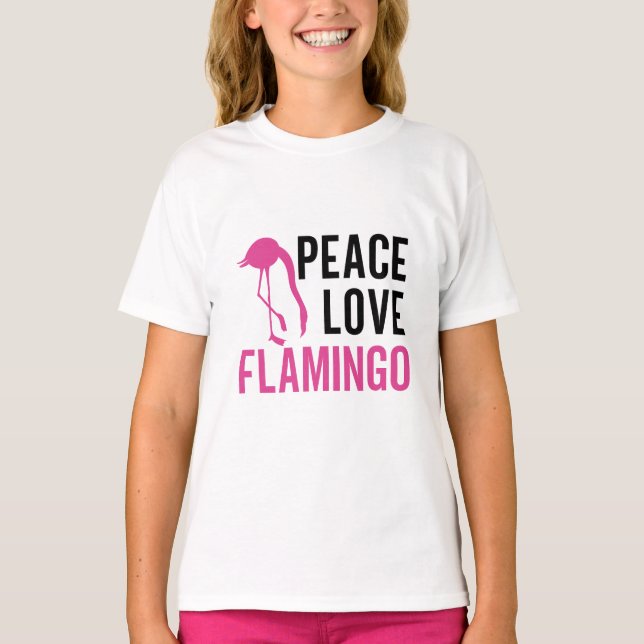 T-Shirt Gráfico Flamingo Peace Love (Frente)