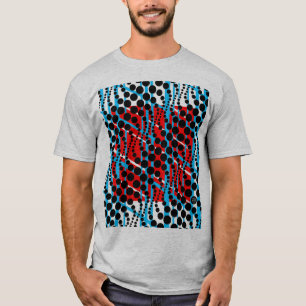 T-shirt gráfico retro do vermelho azul