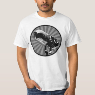 T-shirt Gráficos de Microfone Retrô