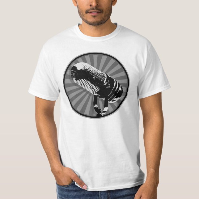 T-shirt Gráficos de Microfone Retrô (Frente)