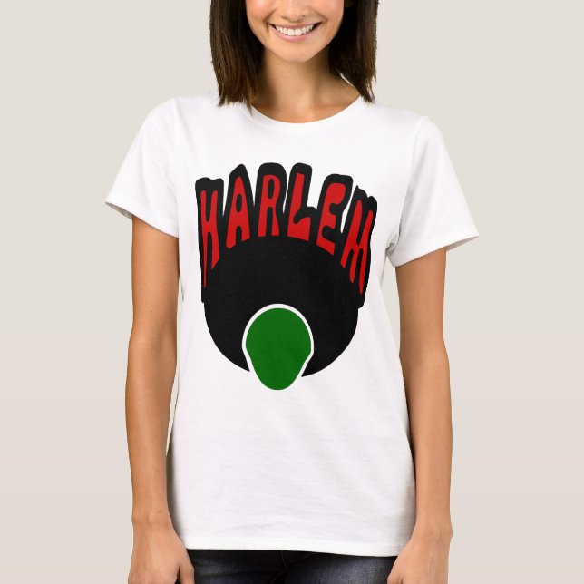 T-shirt Grafites de Harlem com cara & o Afro grande, 3 (Frente)