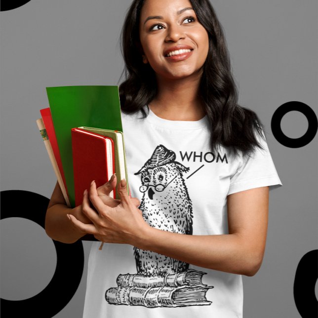 T-shirt Grammar Owl Diz Quem Professora (Criador carregado)