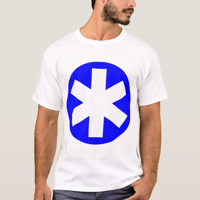 T-shirt Grande Asterisco - Azul e Branco (Frente)