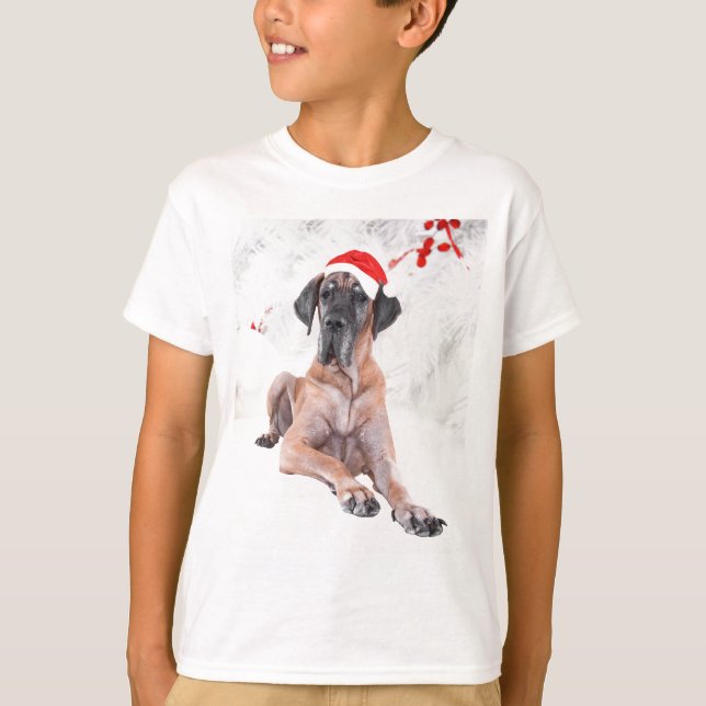 T-shirt Grande Cachorro Dane Que Feliz Natal (Frente)