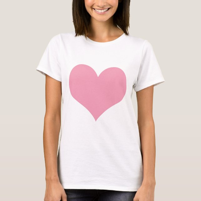 T-shirt Grande Coração de Amor Rosa (Frente)