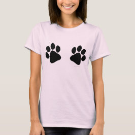 T-shirt Grande Pata Negra Imprime Cachorro Grande Engraçad