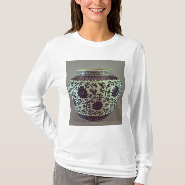 T-shirt Grande vaso azul e branco de Ming (Frente)